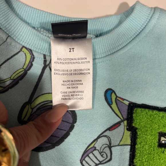 Disney Pixar Toy Story Size 2T Light Blue Buzz Lightyear Fleece Sweatshirt Pre❤️ - Picture 10 of 13